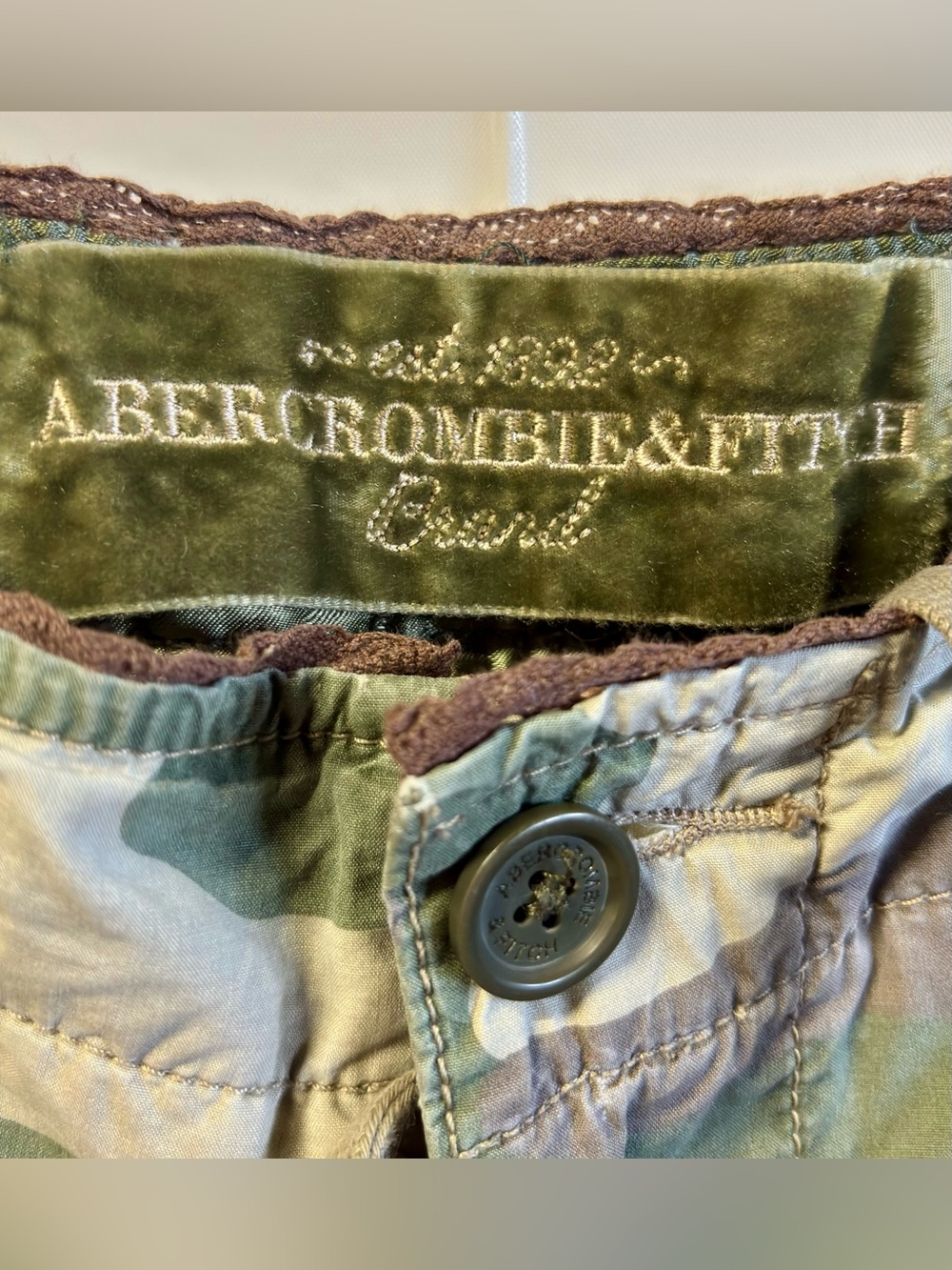Vintage Y2K Abercrombie Camo Paratroopers Stitching Velvet Patchwork SZ 4 Unisex - Picture 3 of 14